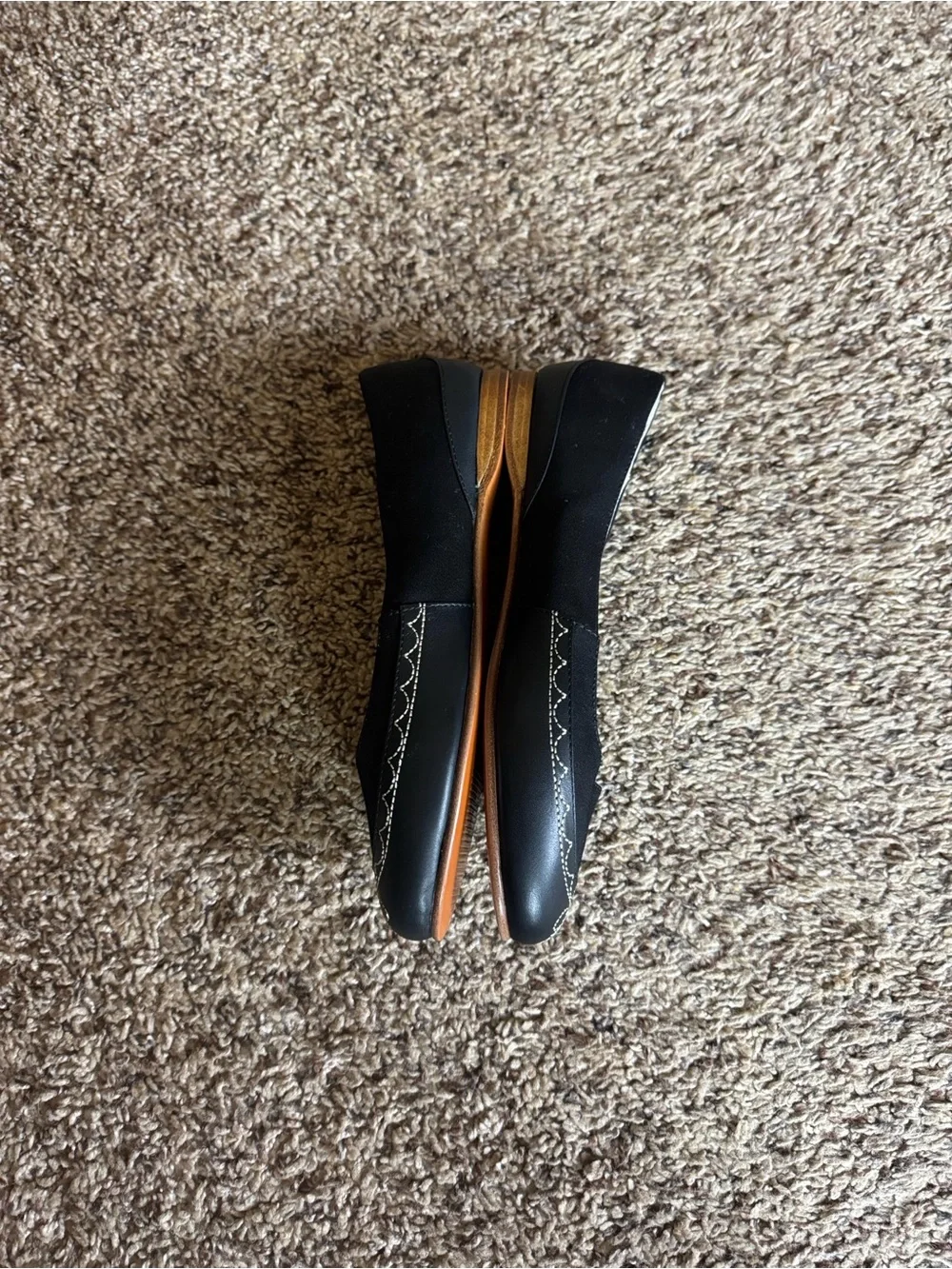 American Duchess Regency Era Dashwood flats Size 6 Black with ivory stitching